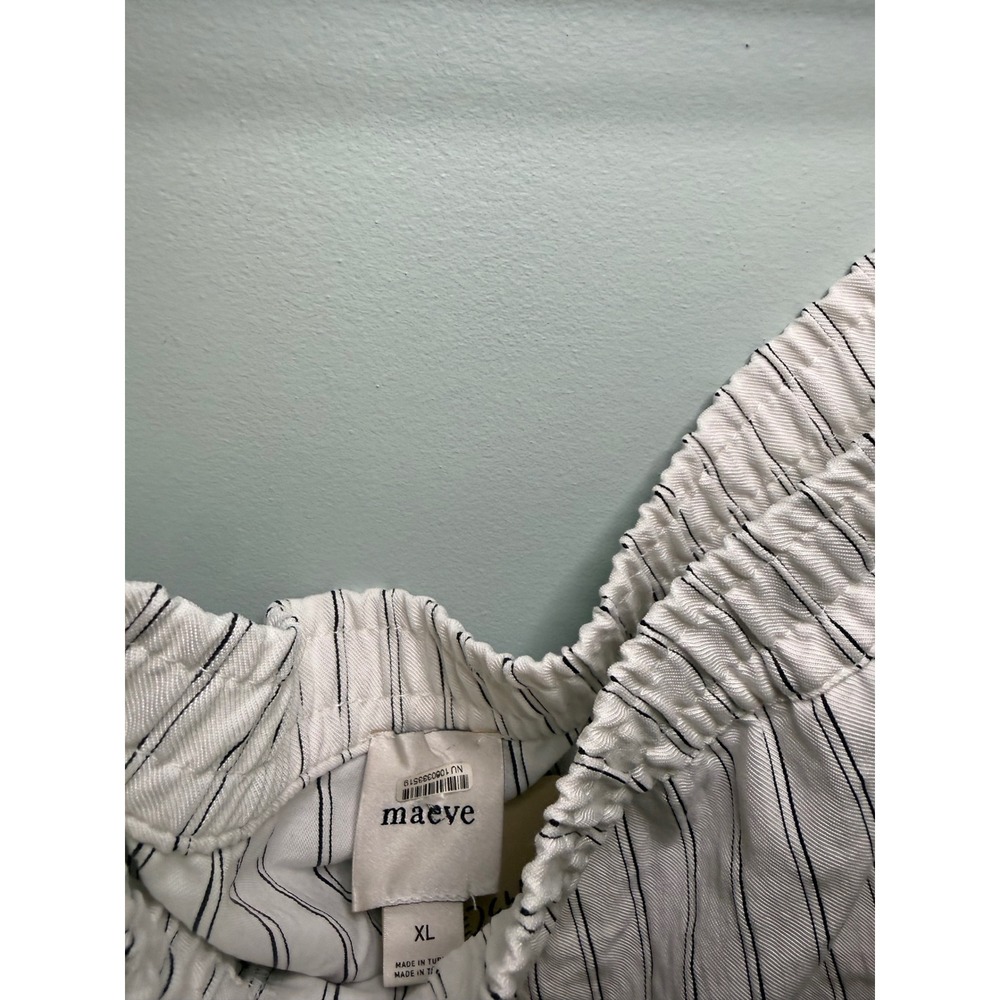 Maeve Anthropologie Skirty Flirty Striped Ruffle Shorts White Black XL - Picture 5 of 7